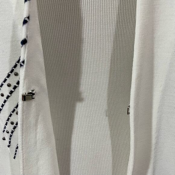 Ming Wang Embroidered Knit Cardigan Jacket - White - Small - Picture 12 of 16